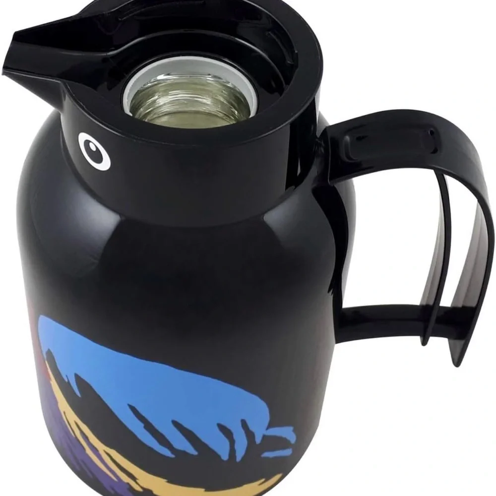 Helios Thermo-Bird Penguin Vacuum Jug 1L Black Colorful Design Made in Germany